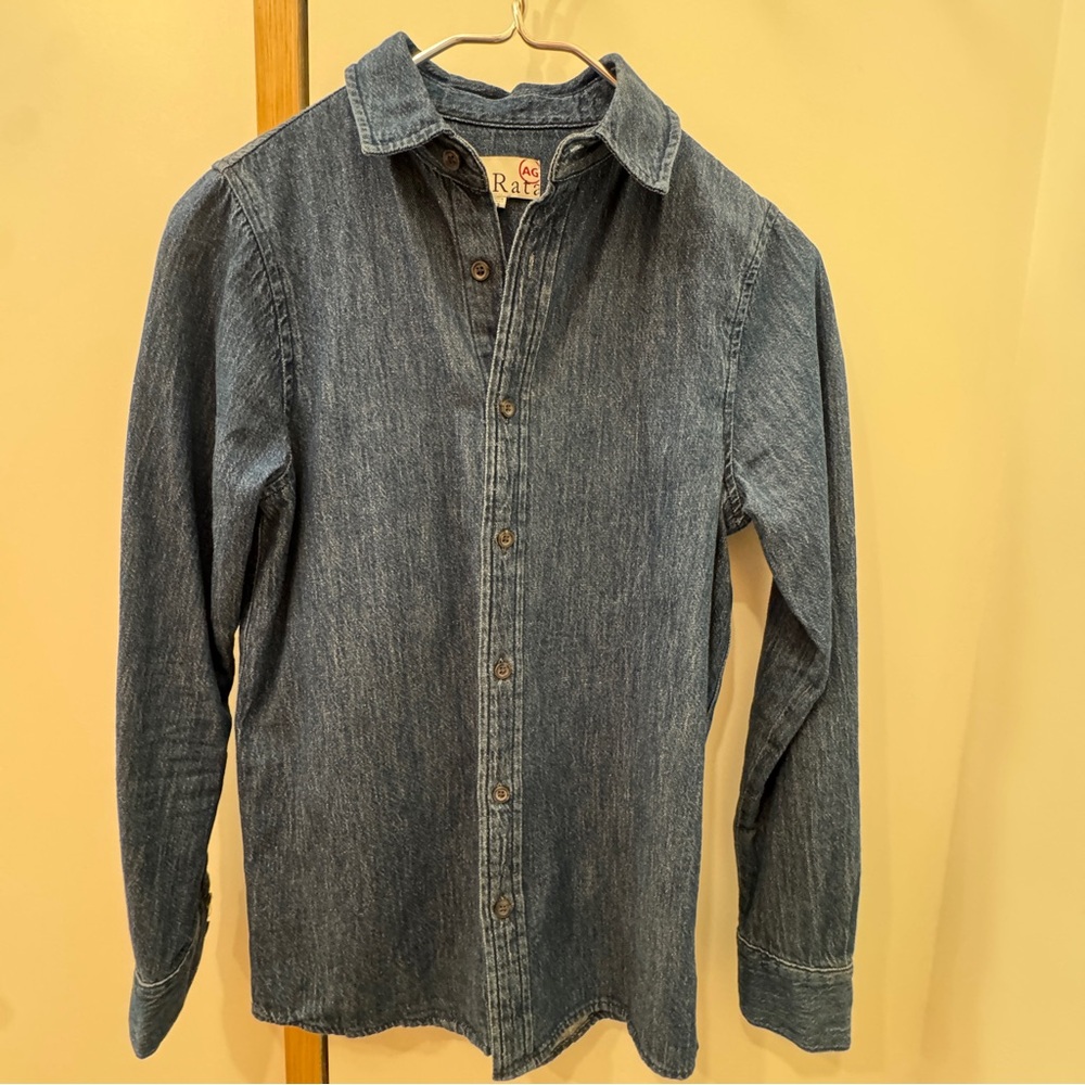 Em Rata for Ag Adriano Goldschmied Women’s Denim Button-Down Shirt in Blue
